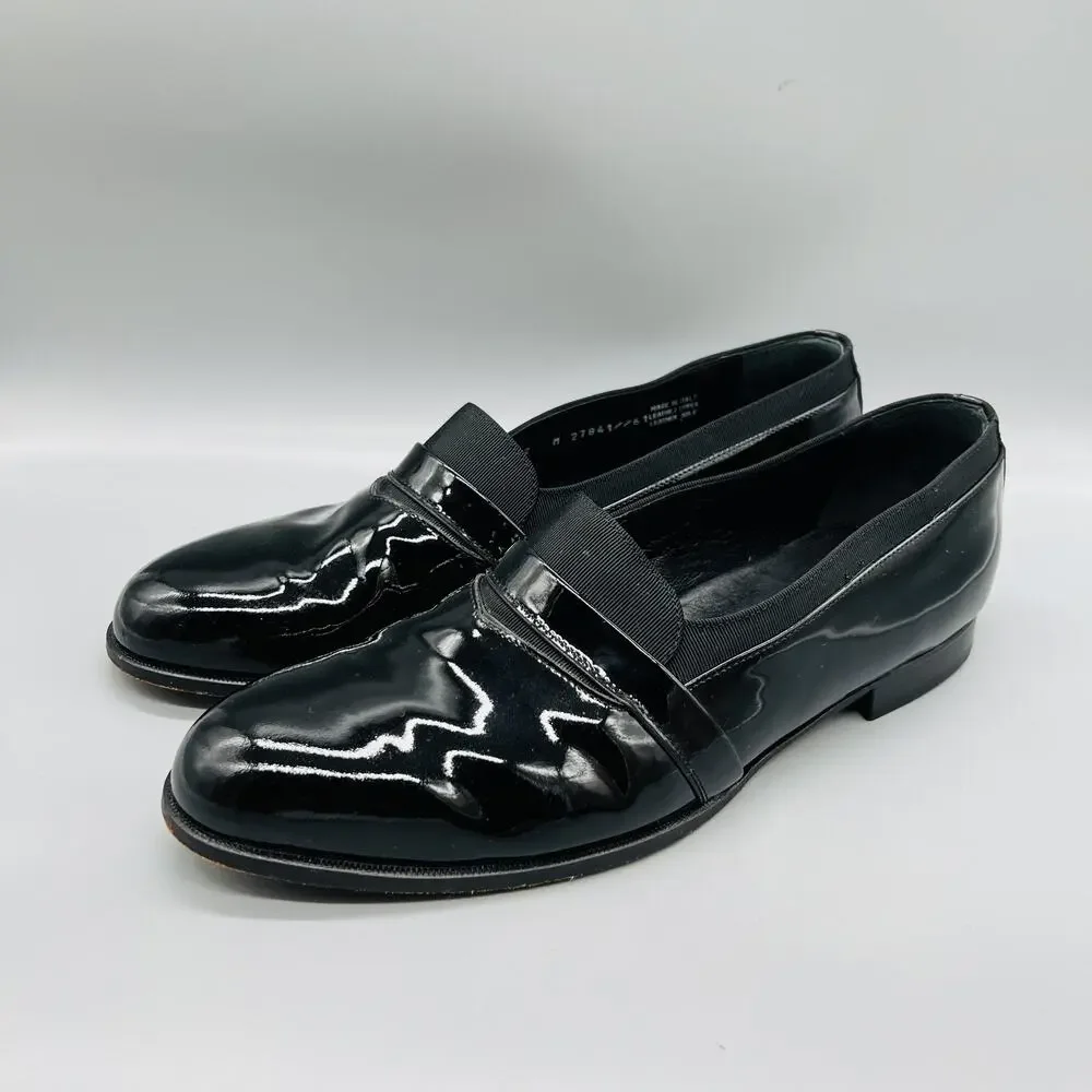 Bostonian Shoes Mens 12 Black Patent Leather Florentine Loafer Made Italy Vtg
